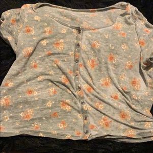 Faded American Eagle Cropped Button Up